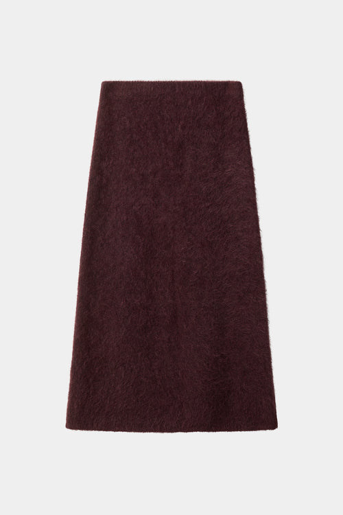 Nanie knitted long mohair skirt bordeaux stylein model image front