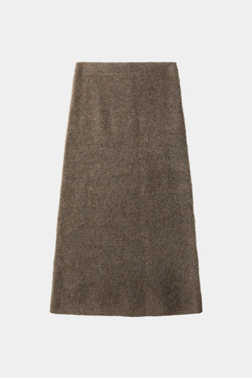 Nanie knitted long mohair skirt brown stylein packshot