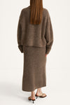 Nanie knitted long mohair skirt  brown stylein model image back