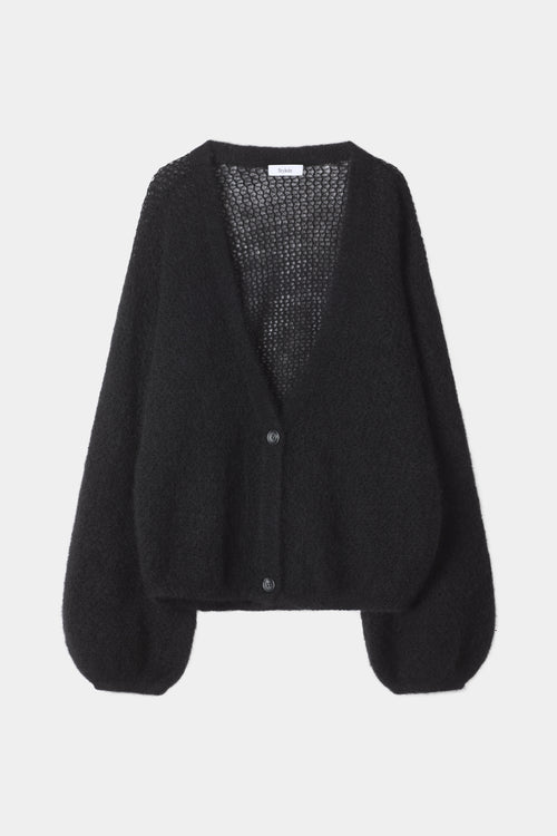 Nasira loose fitted v-neck cardigan black stylein packshot