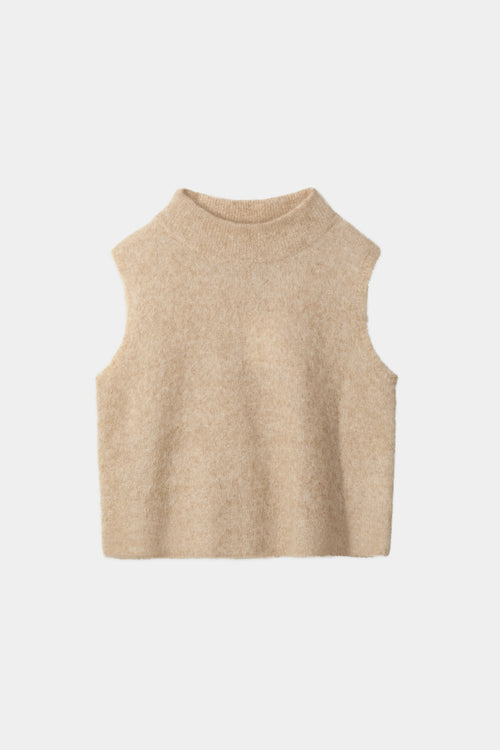 Nellie sleeveless knitted mohair top oyster stylein model image front 