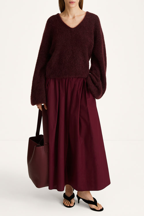 Nemoli v-neck sweater mohair bordeaux stylein model image front