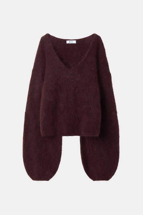 Nemoli v-neck sweater mohair bordeaux stylein model image front