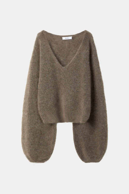 Nemoli v-neck sweater mohair brown stylein packshot