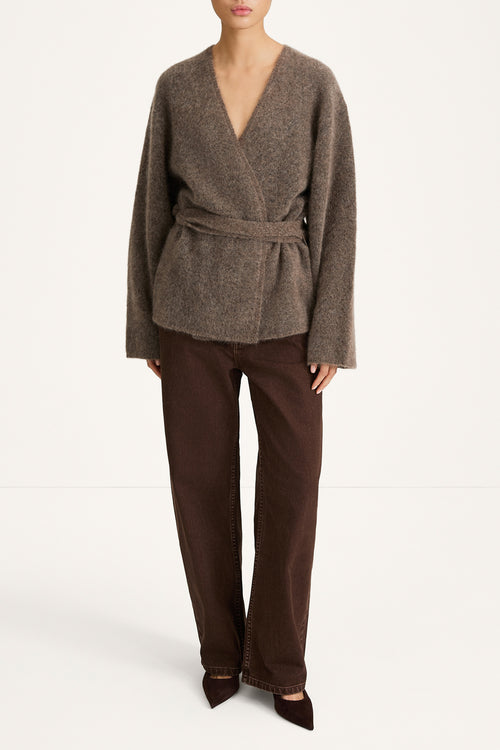 Neriselle mohair cardigan brown stylein model image front