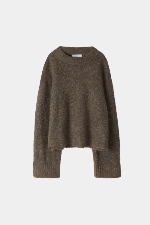Niclas short brown knitted mohair sweater Stylein packshot
