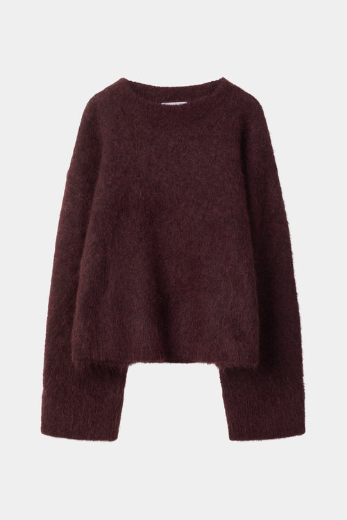 Niclas short sweater mohair mix bordeaux stylein model image front