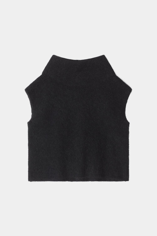 Noelia knitted polo top sleeveless black stylein packshot