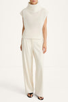 Noelia knitted polo top sleeveless white stylein front