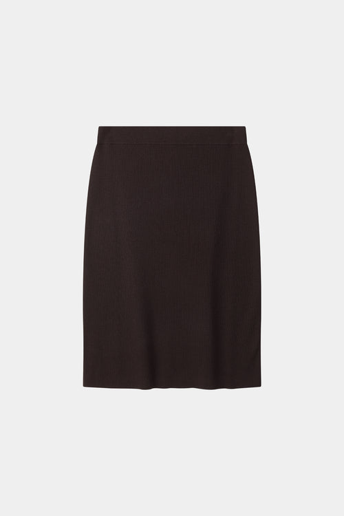 Pearla ribbed knit midi long skirt merino wool coffee stylein model packshot