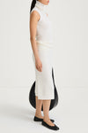 Pearla ribbed knit midi long skirt merino wool cream stylein model image side