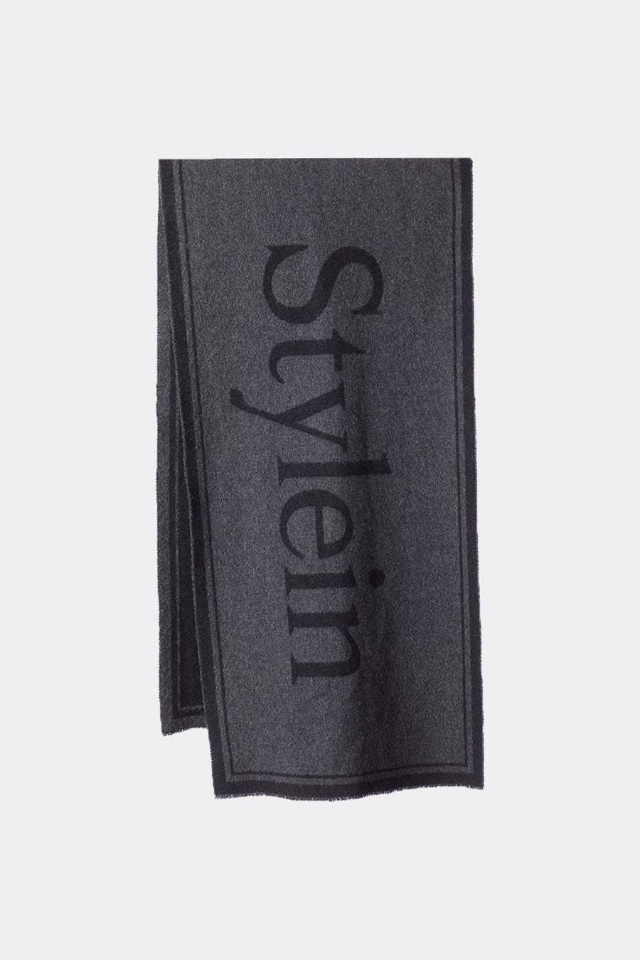 Thalia scarf wide double logo wool blend dark grey stylein packshot