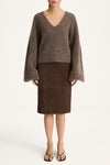 Valeria suede skirt pebble brown stylein model image front
