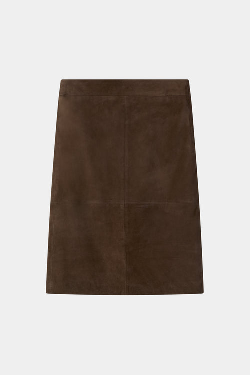 Valeria suede skirt pebble brown stylein model image front