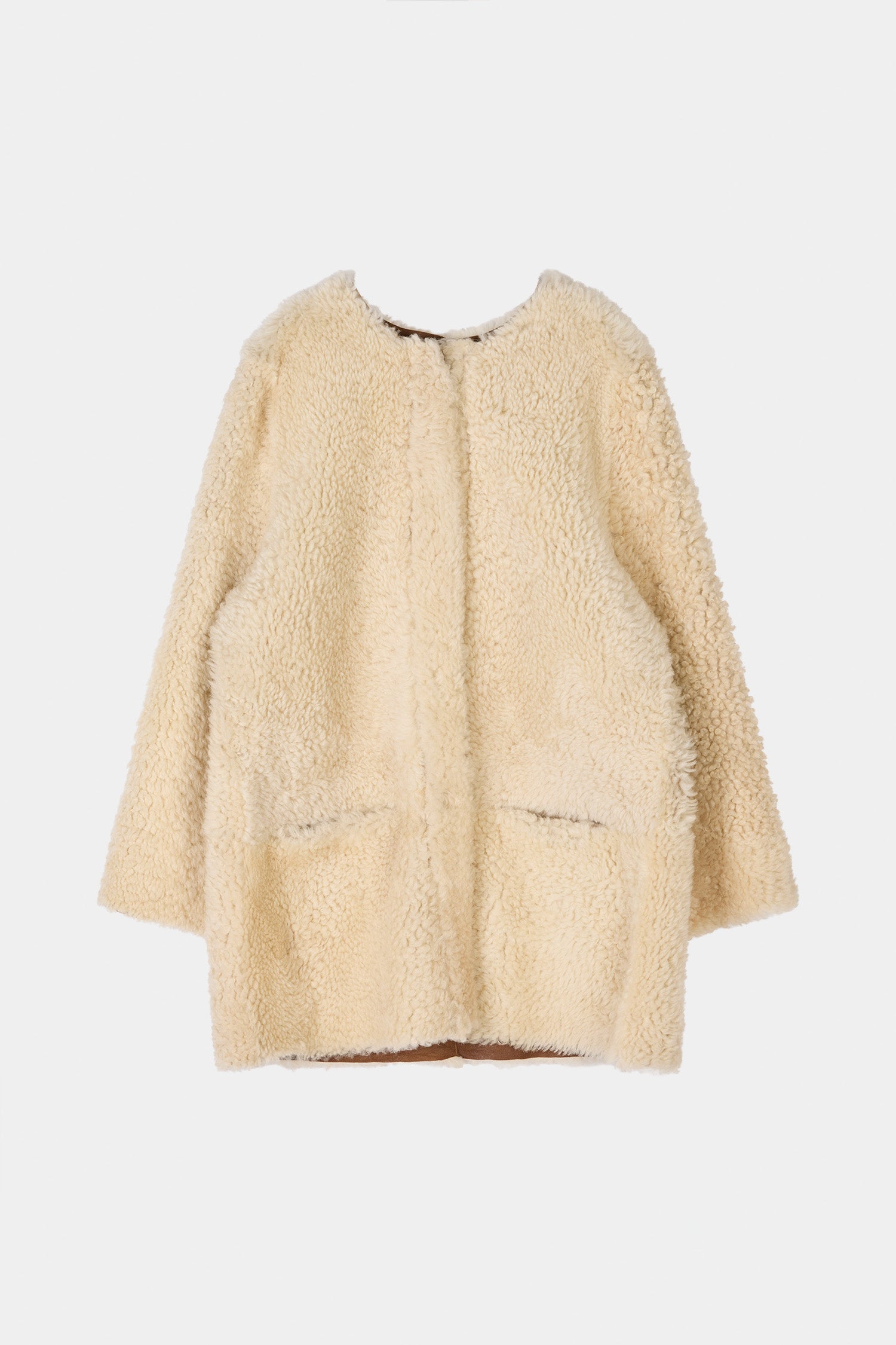 REVERSIBLE SHEARLING COAT - VEDA ECRU