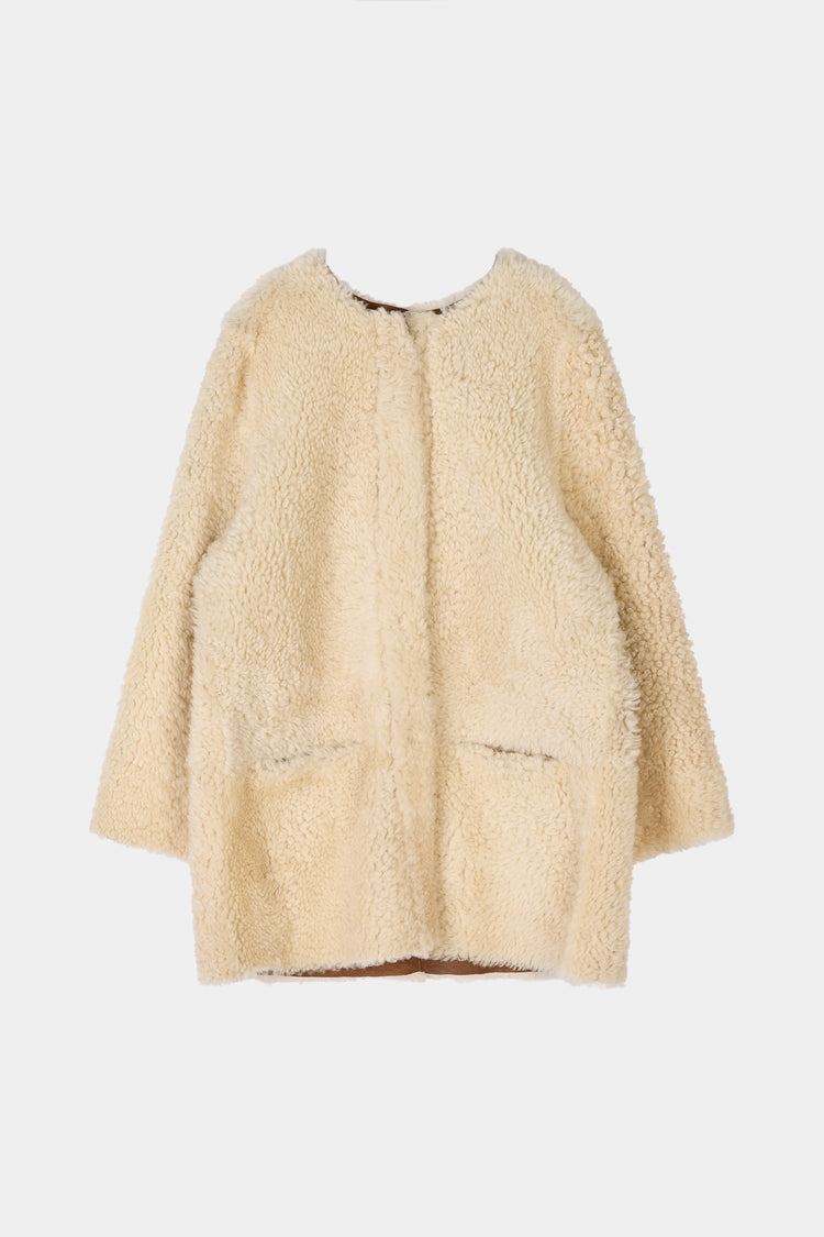 REVERSIBLE SHEARLING COAT - VEDA ECRU