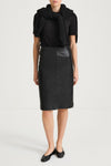 black midi leather skirt stylein viana model image front