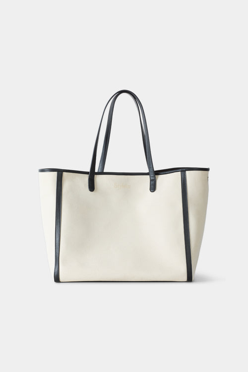 Yacht canvas bag cream black stylein packshot side