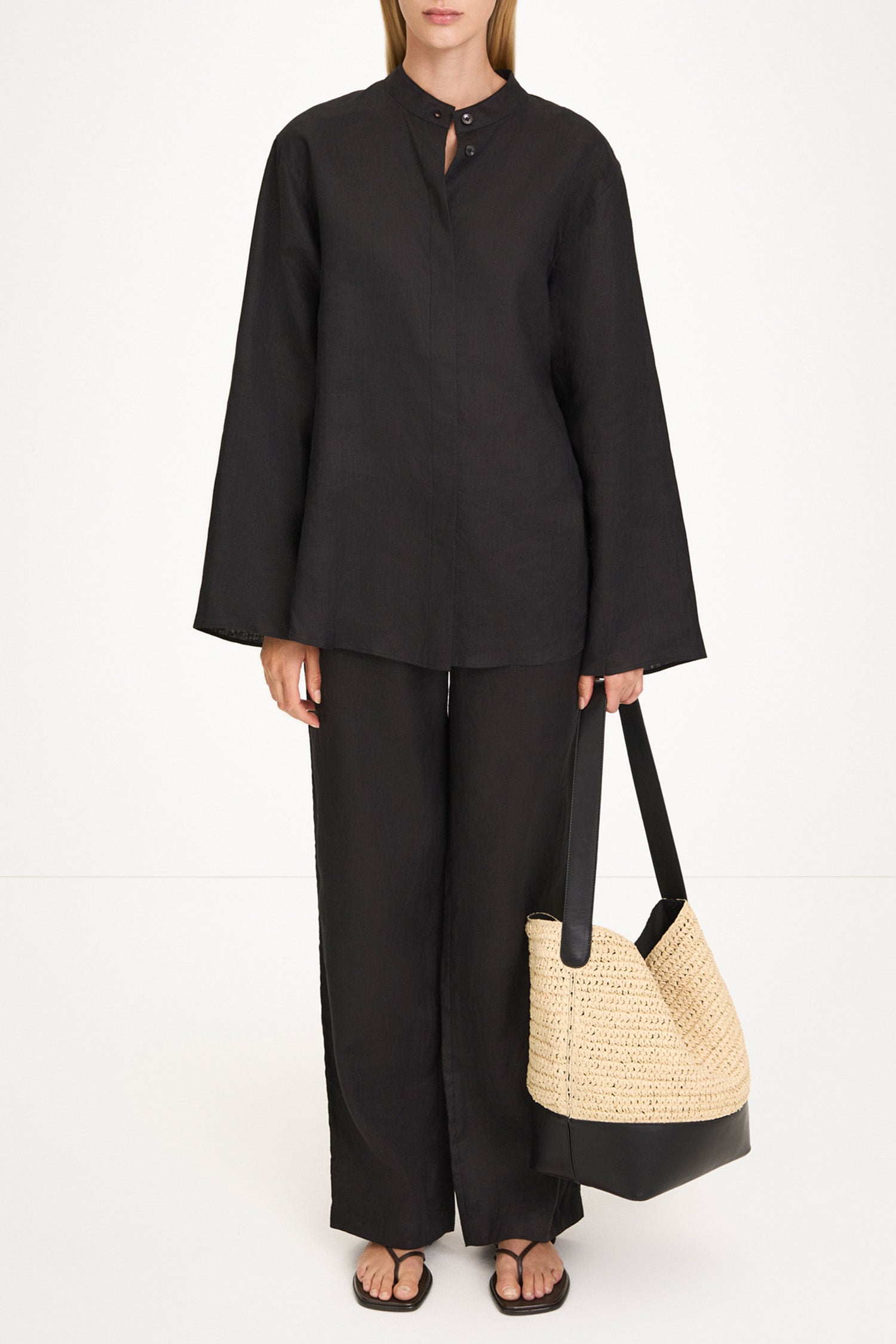 PAPER STRAW BUCKET BAG - YOUNESS CREAM