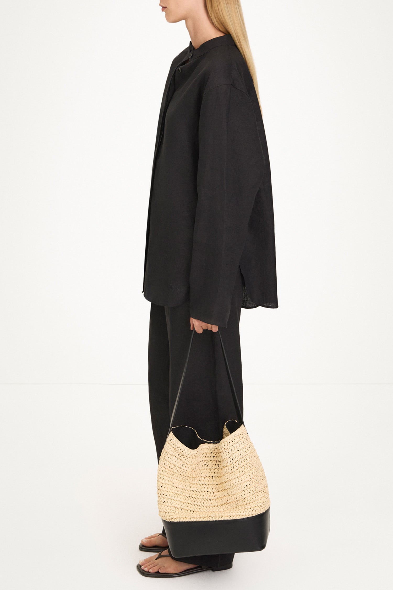 PAPER STRAW BUCKET BAG - YOUNESS CREAM