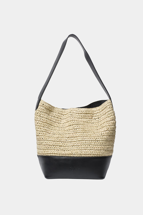 Youness paper bucket bag cream black stylein packshot