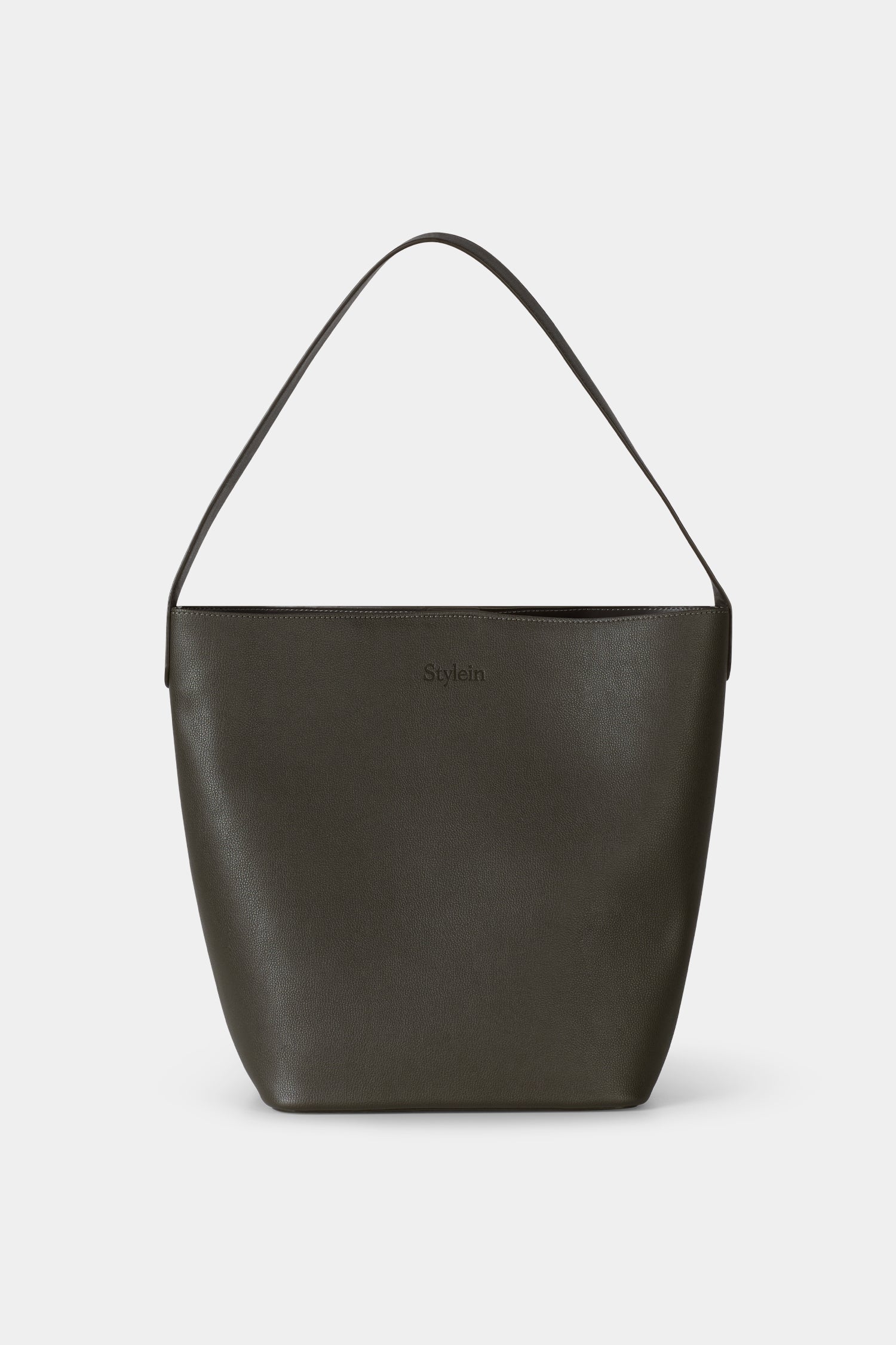 Vegan leather bucket bag stylein younes dark mud packshot