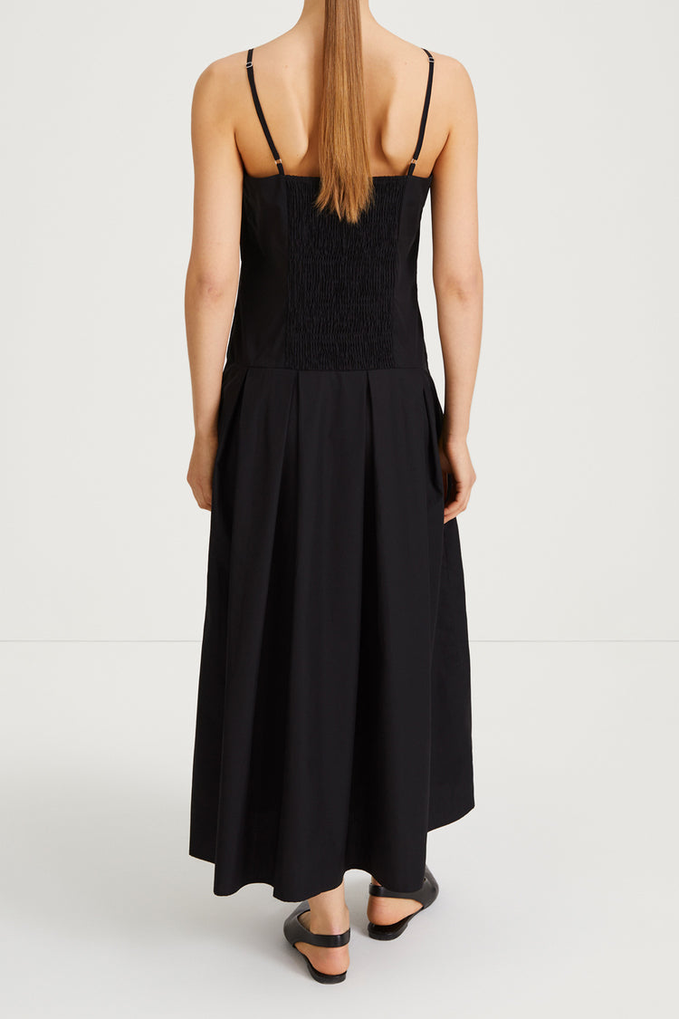 Jolina dress a line pleated skirt straps black stylein back image