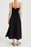 Martelli dress ankle length sleeveless straps seersucker wide skirt smock top black stylein back image