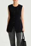 Balina black crepe vest stylein front close up model image