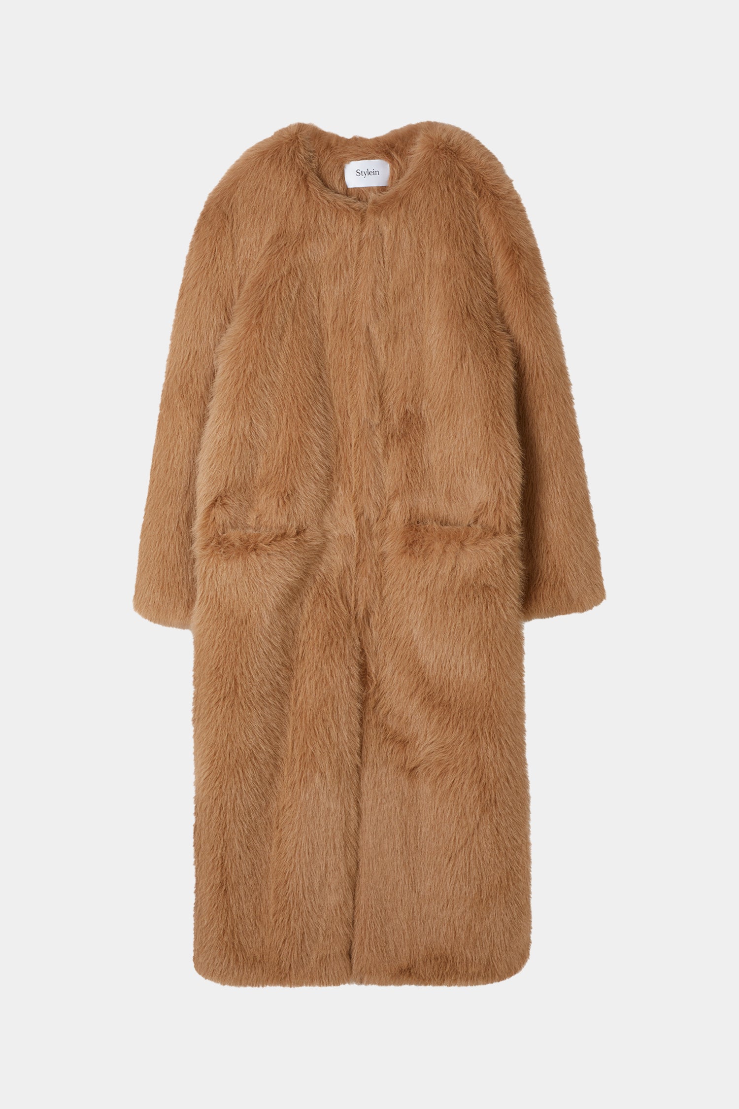 camel faux fur coat stylein haiza packshot