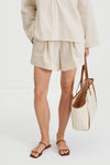 Mojo shorts flared seersucker beige stripe stylein front image