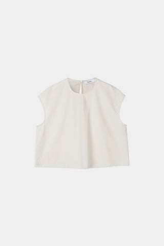 Jayla top cropped boxy short sleeved seersucker beige stripe stylein packshot