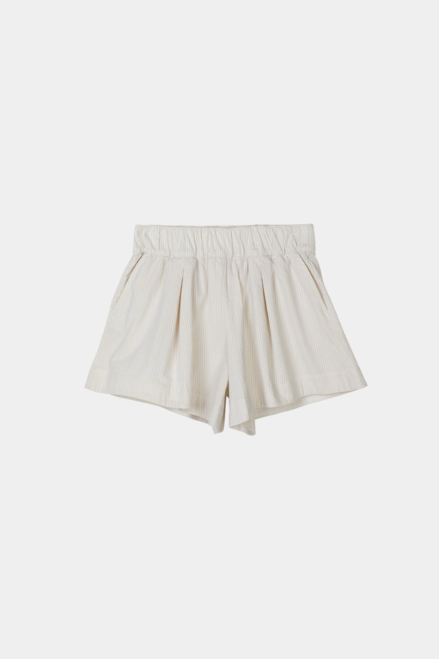 Mojo shorts flared seersucker beige stripe stylein packshot