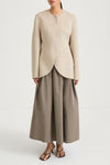 Beige wool jacket cinched waist stylein tyra front model image