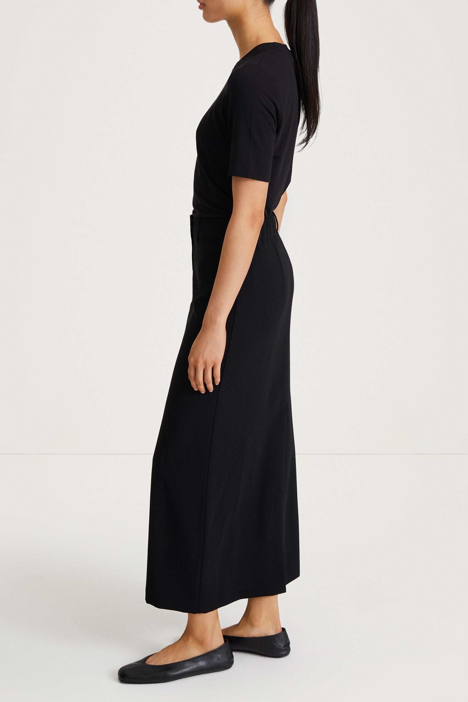 black ankle length skirt crepe stylein berkeley side