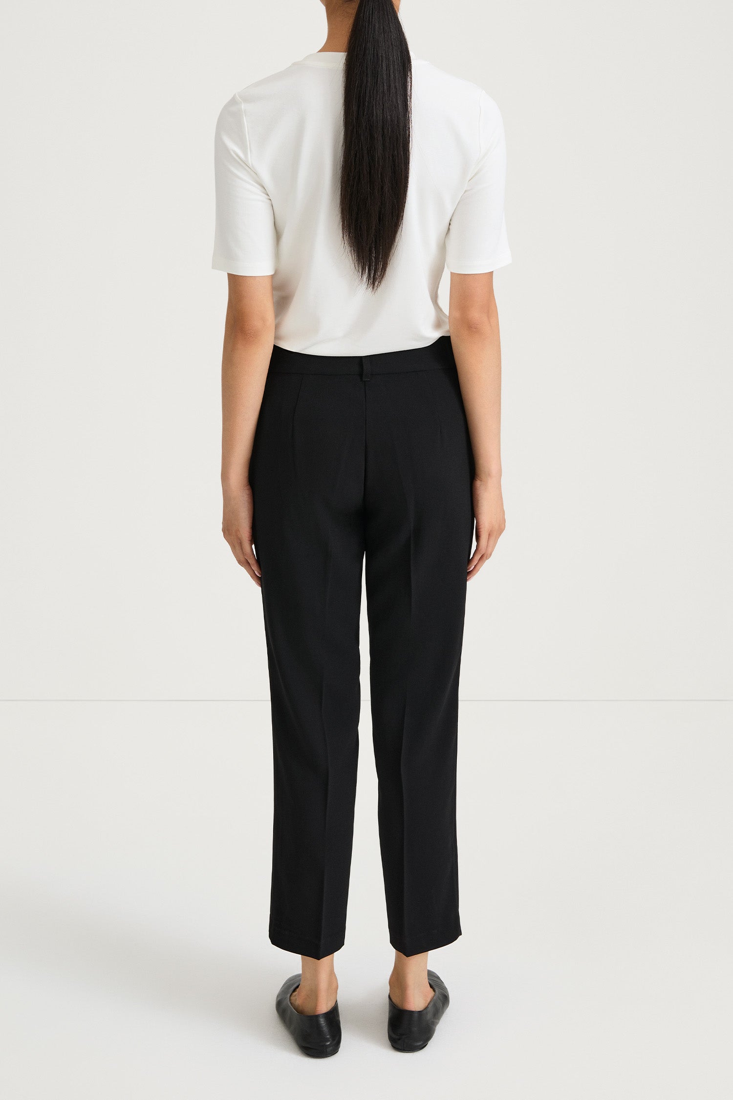 black ankle length suit trousers stylein black back