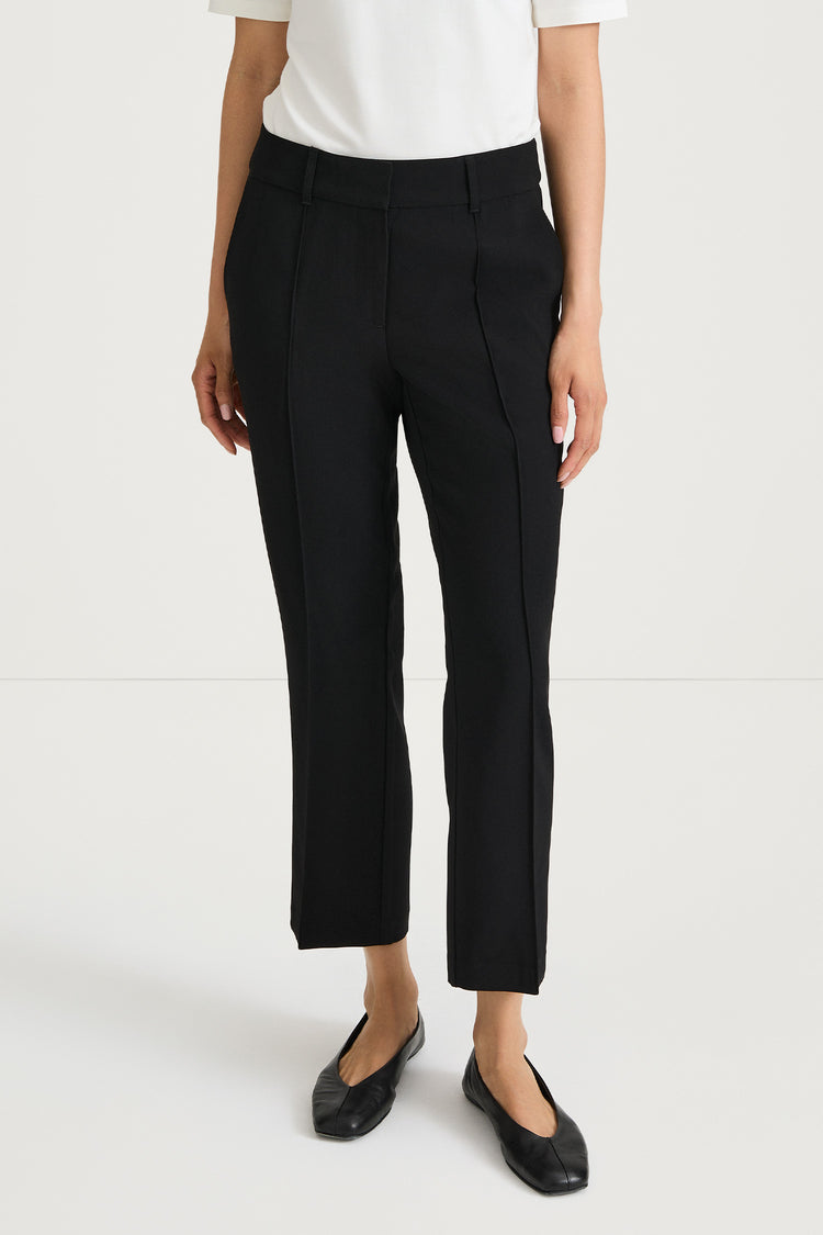 black ankle length suit trousers stylein black close up