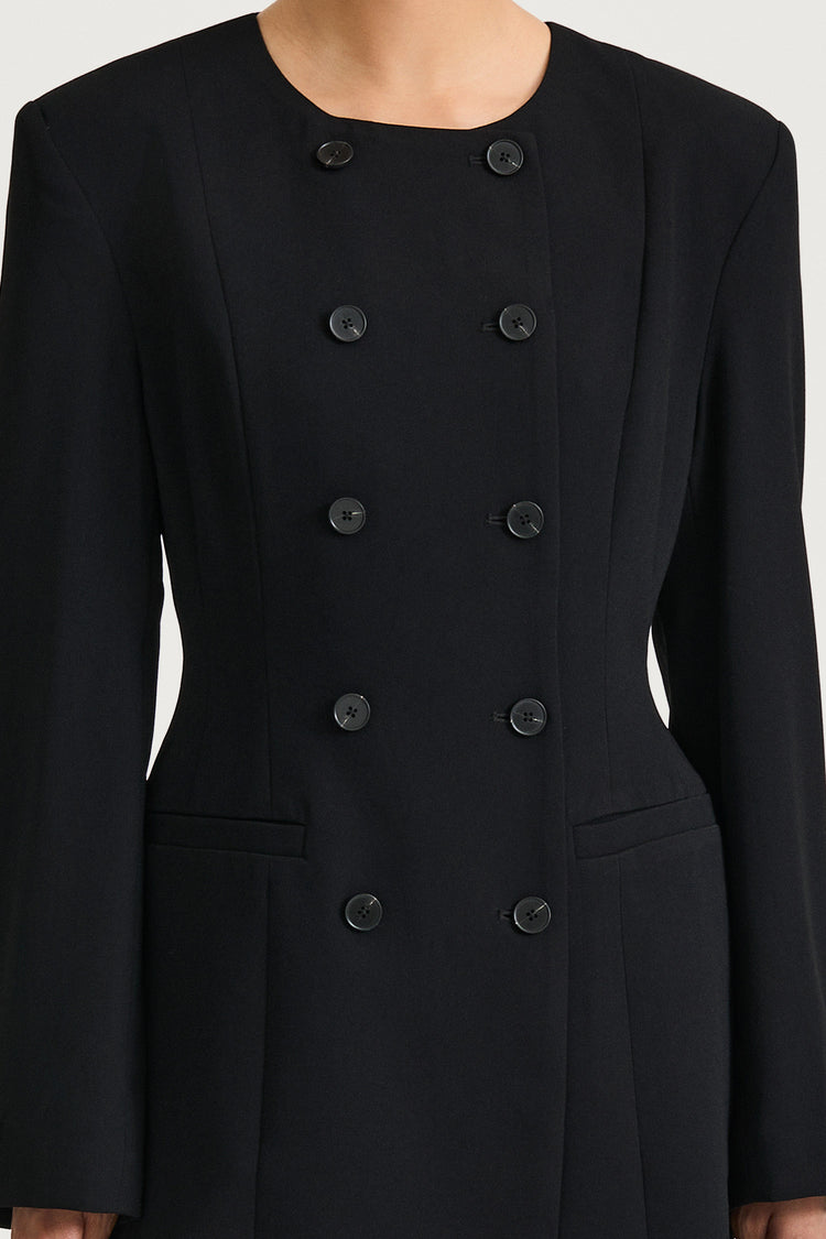 Beatrix dress black stylein front detail buttons
