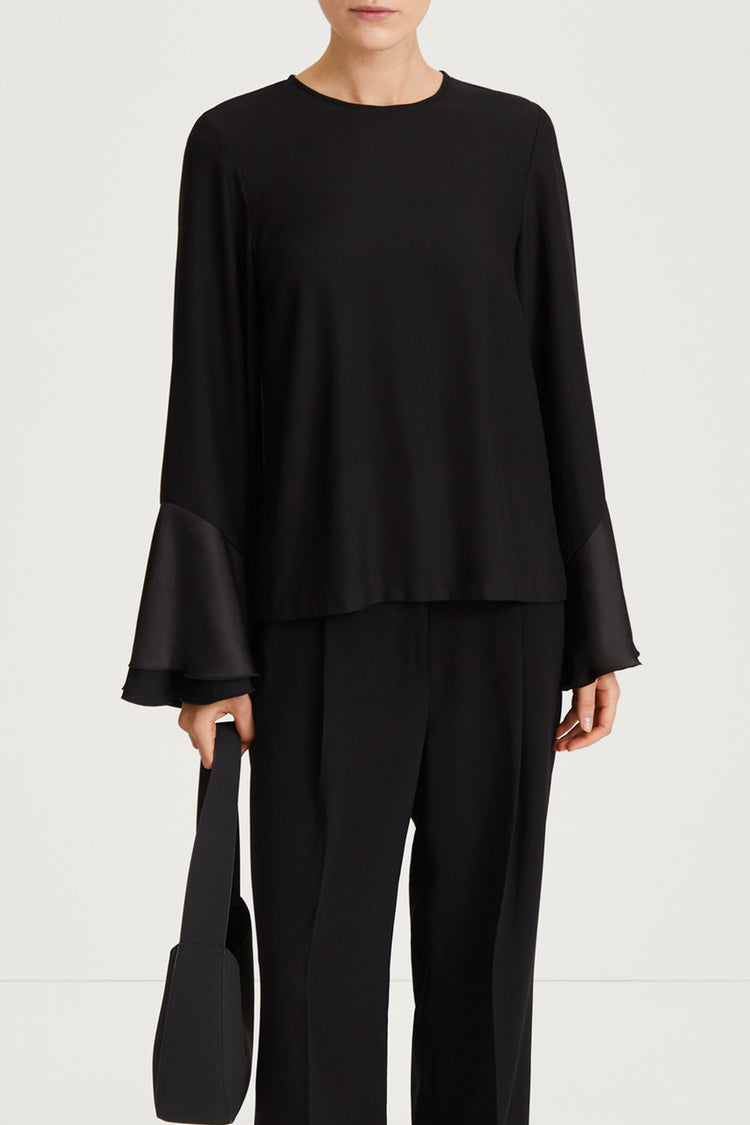 black blouse womenswear stylein marlowe close up