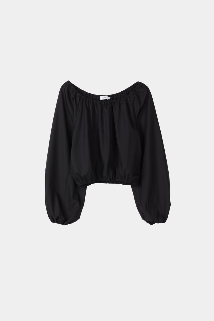 Jurata blouse offshoulder cropped long balloon sleeves  black stylein packshot