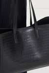 black croc embossed faux leather tote bag stylein yendi detail