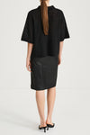 Black knitted transparent sweater short sleeve stylein nia back model image