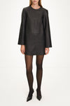 black leather mini dress a-lined stylein valetta model image