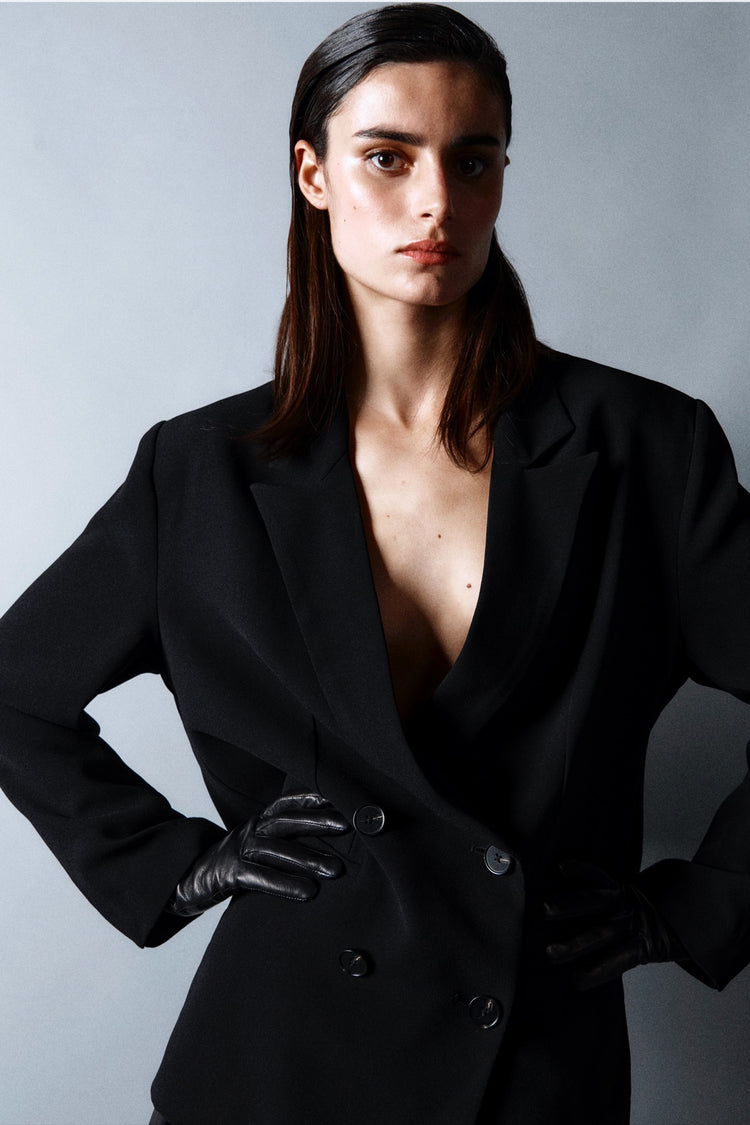 black long leather gloves essentials handsome 