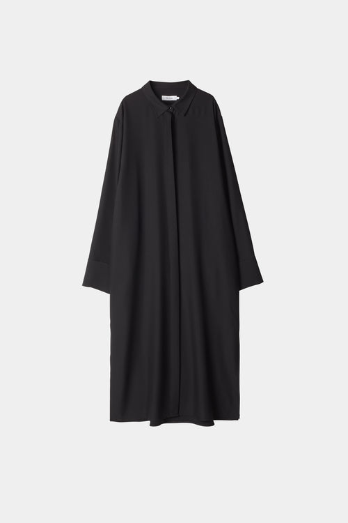 Montorio dress loose flowing long sleeves wide cuffs slits collar black stylein front image