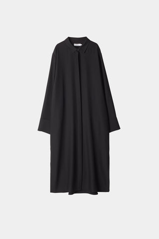 Montorio dress loose flowing long sleeves wide cuffs slits collar black stylein packshot