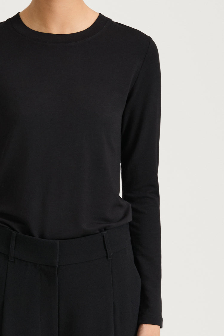 black long sleeve jersey top stylein canvey  detail