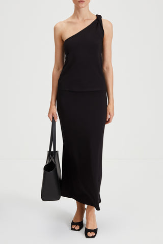 Claudi long skirt jersey subtly flared black stylein front image