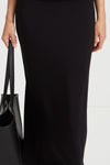 Claudi long skirt jersey subtly flared black stylein detail image