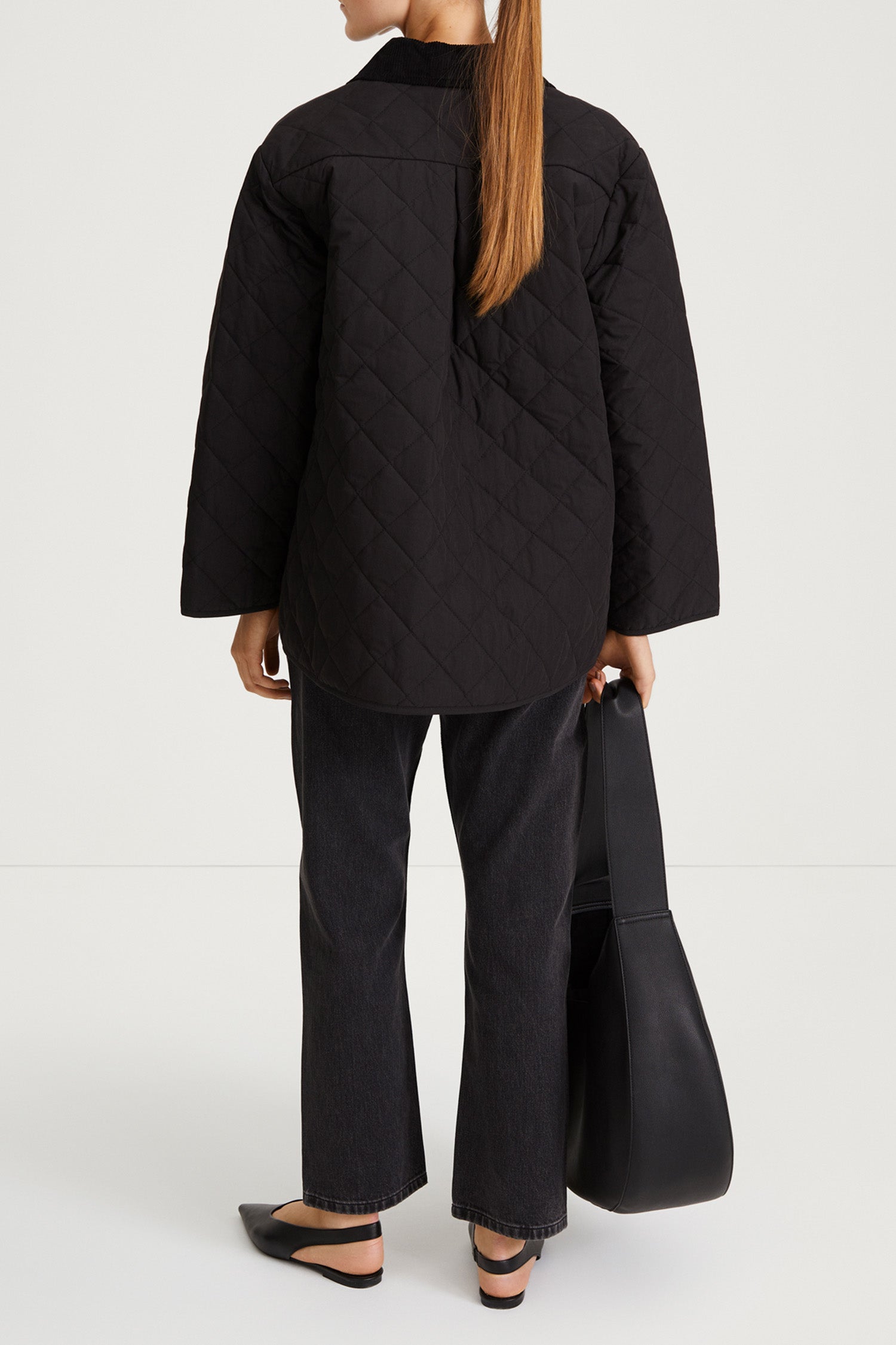 black quilted jacket stylein sabria back